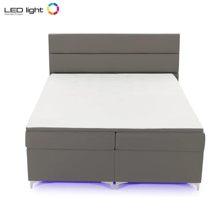 Posteľ Boxspring Amadeus + LED 200x180, šedá (látka - bao 04)