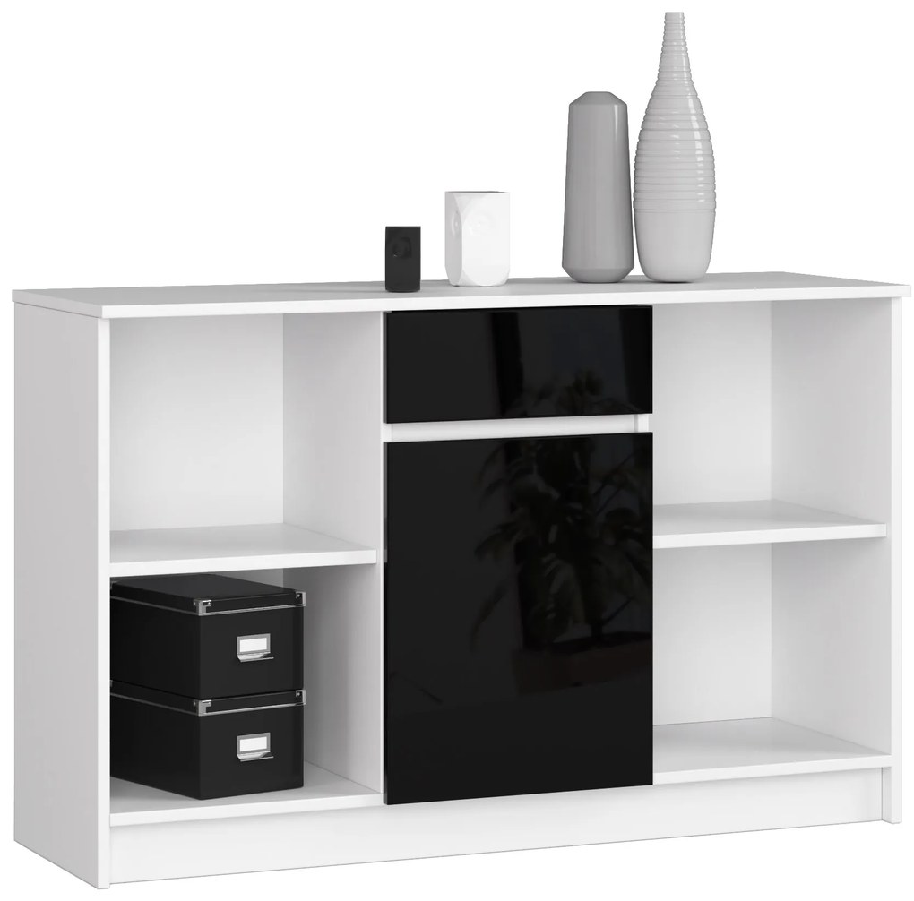 Komoda Briar (biela + čierny lesk). Akcia -20%. Vlastná spoľahlivá doprava až k Vám domov. 1069871