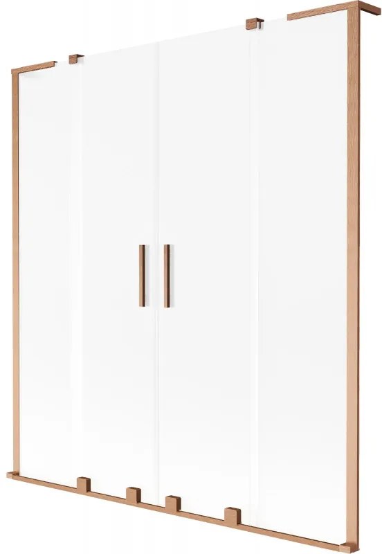 Mexen Velar L Duo, 2-krídlová posuvná vaňová zástena 140 x 150 cm, 8mm sklo námraza, medená matná, 896-140-003-32-65