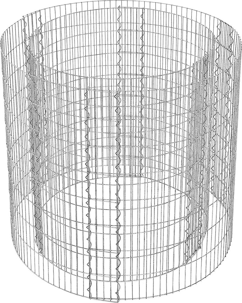 Gabion, okrúhly kovový kamenný kôš, strieborný
