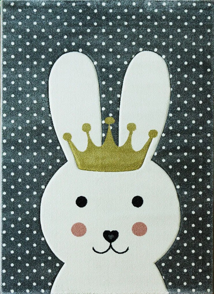 Detský koberec so zajačikom Smart Kids 22414 GREY – sivý, 120x180–160x230 Rozmer: 140x190 cm