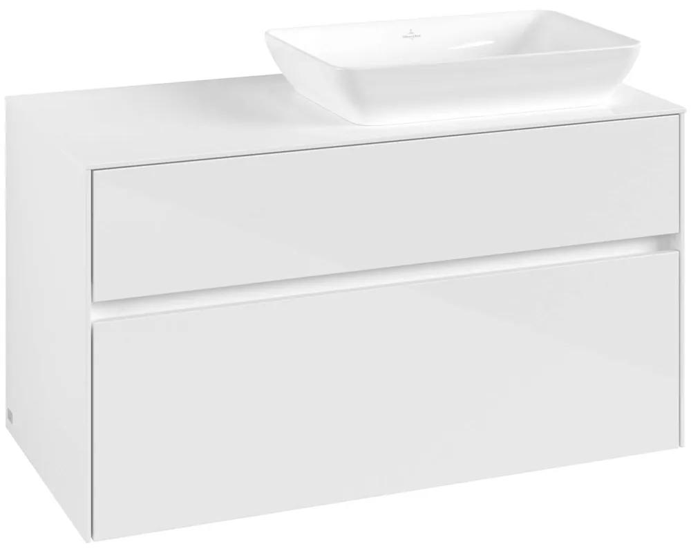 VILLEROY &amp; BOCH Collaro závesná skrinka pod umývadlo na dosku (umývadlo vpravo), 2 zásuvky, 1000 x 500 x 548 mm, Glossy White, C11100DH