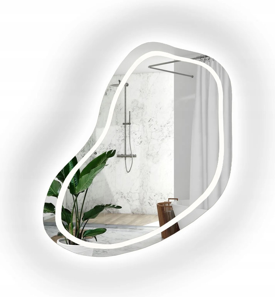 Organické pieskované zrkadlo Kwarc s Led podsvietením II 189x200