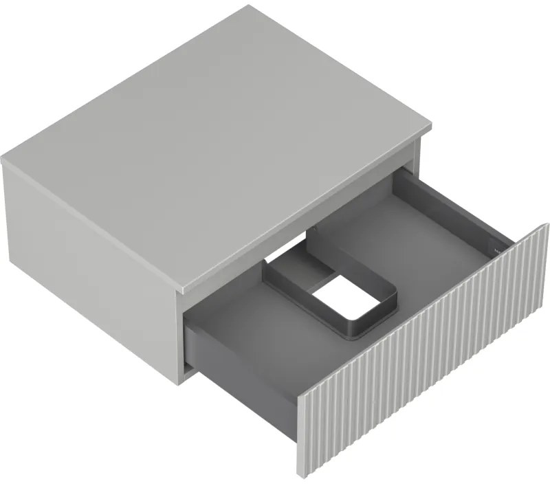 Mexen Rivel, kúpeľňová skrinka 60 cm s pracovnou doskou, 1 zásuvka, drážkovaná, matná sivá, 91A20-06023-1-BFC62