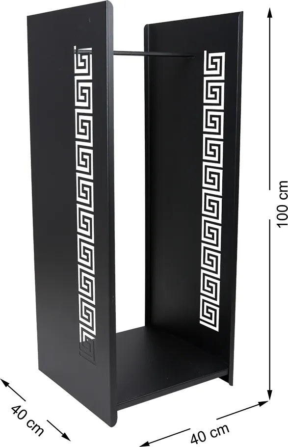 Kovový stojan na drevo Kely, 40x100 cm, čierna