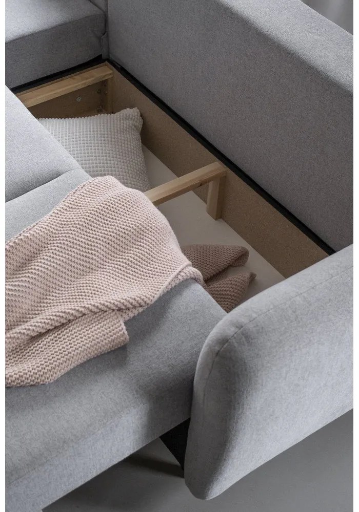 Svetlosivá rozkladacia rohová pohovka Miuform Scandic Lagom, ľavý roh