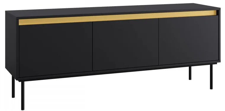 TV stolík/skrinka Gllane 3D, Farby: čierna / čierna + zlatá