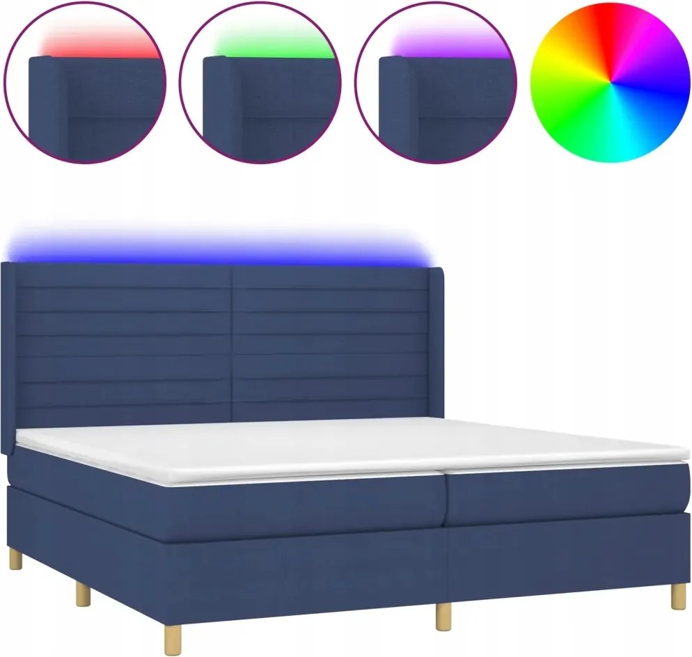 vidaXL Kontinentálna posteľ s matracom, modrá, 200 x 200 cm, látka