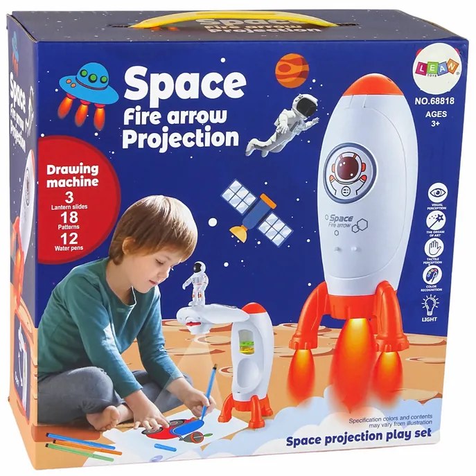 Lean Toys Detský projektor na kreslenie – Vesmírna raketa