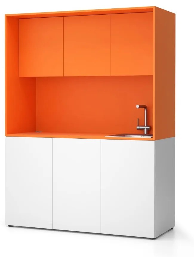 Kuchynka NIKA s drezom a batériou 1481 x 600 x 2000 mm, oranžová, pravá