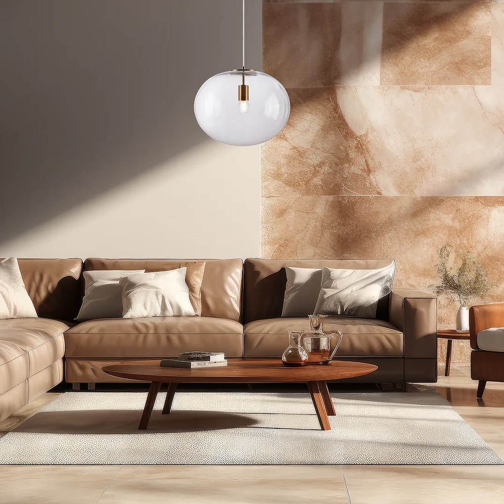 Závesné svietidlo Campania, 1x transparentné sklenené tienidlo, g