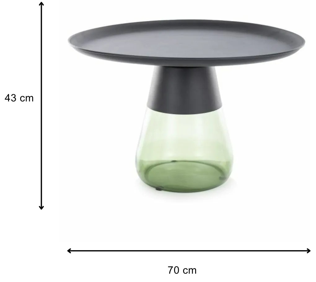 Konferenční stolek Tiffany 70 cm čirý/zelený