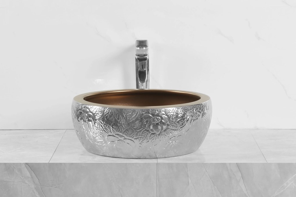 Novoterm Keramické umývadlo na dosku NV-KR-124 chróm/bronz