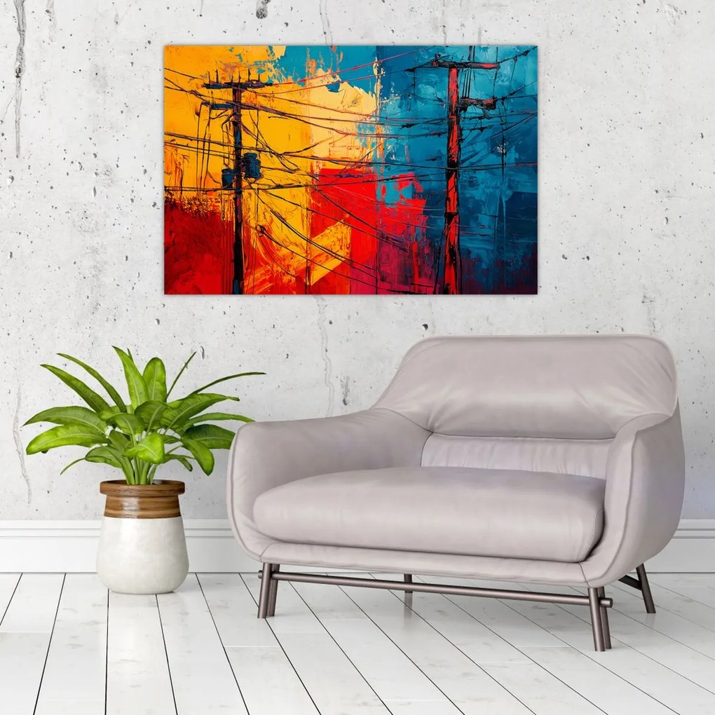 Obraz - Abstraktné elektrické vedenie (90x60 cm)