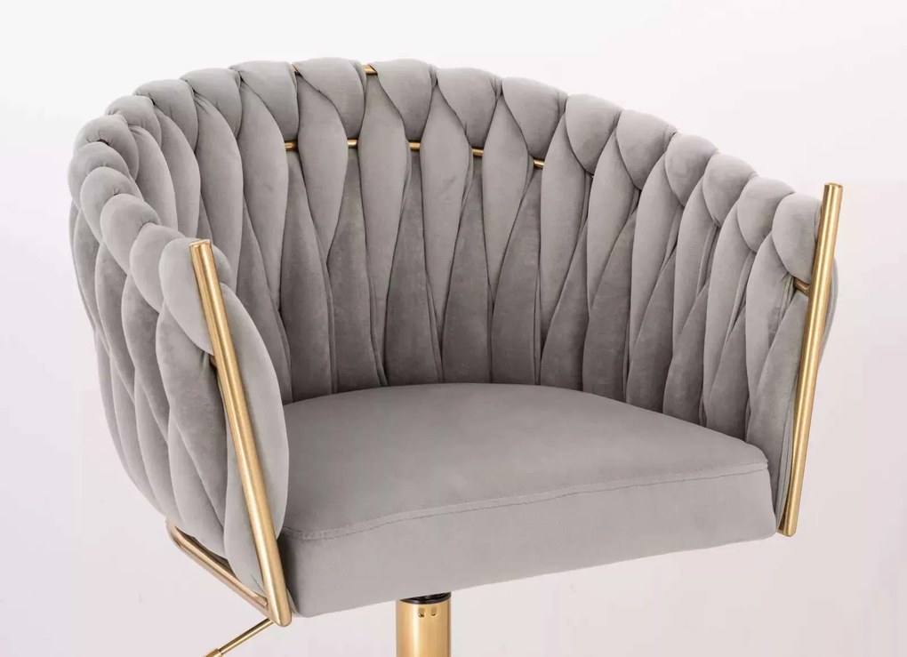 LuxuryForm DESIGN Kreslo NORDEN VELUR na zlatom kríži - svetlo šedé