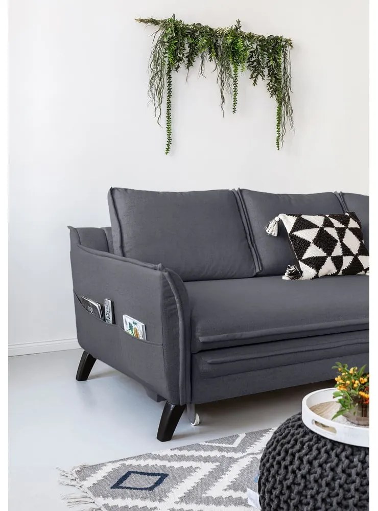 Antracitovosivá rozkladacia rohová pohovka Miuform Charming Charlie, pravý roh