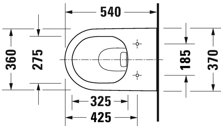 Duravit D-Neo - Závesné WC Duravit Rimless® s HygieneGlaze 540x370 mm, upevnenie Durafix, biela 2577092000