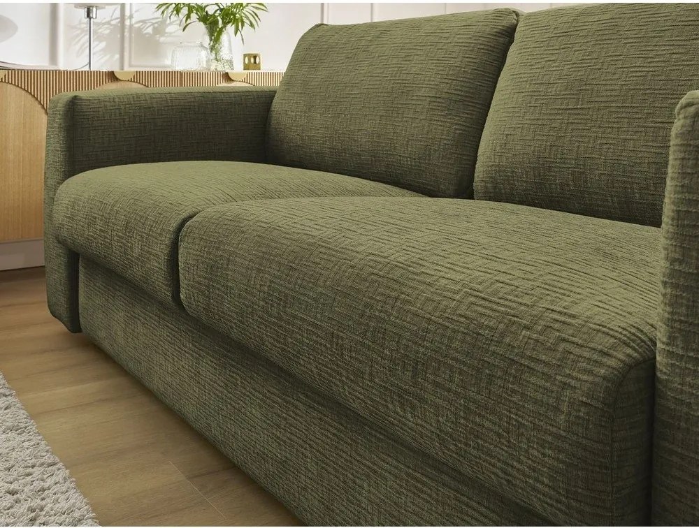 Zelená ženilková pohovka na každodenné spanie/rozkladacia 220 cm Hugo – Bobochic Paris