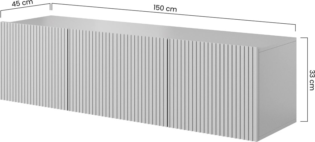 Závesný TV stolík Nicole 150 cm - čierny mat