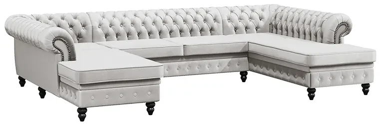PROXIMA.store - Luxusná sedačka CHESTERFIELD LONG U FARBA NÔH: čierna, DRUH LÁTKY: TORRE - 17, FARBA OZDOBNÝCH ŠPENDLÍKOV: barok