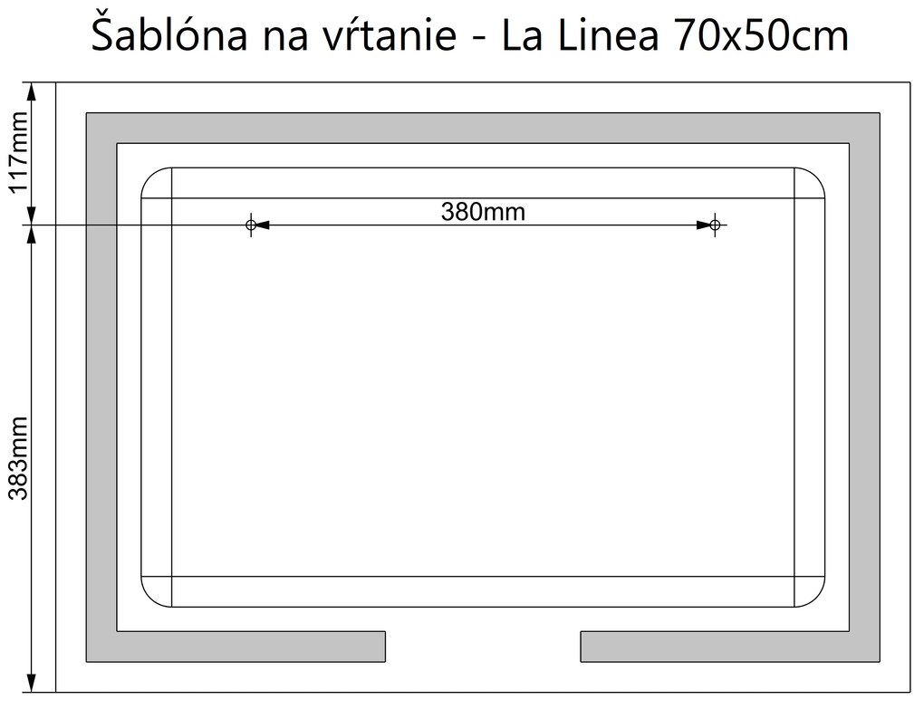 LED zrkadlo La Linea 70x50cm teplá biela - wifi aplikácia