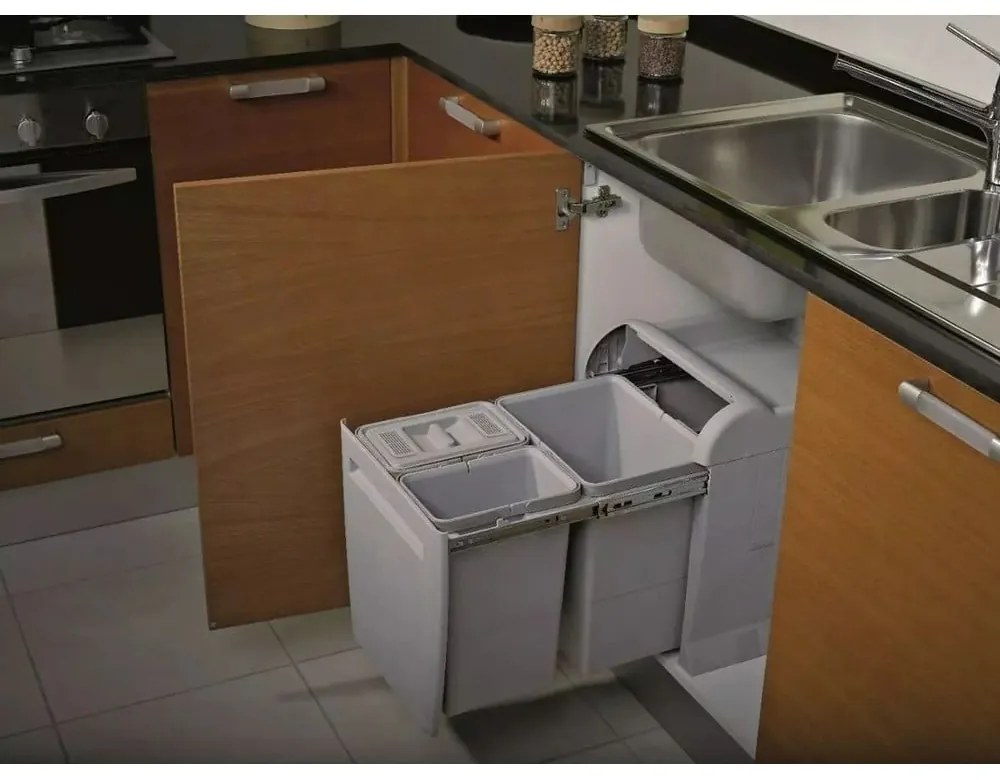 Plastový odpadkový kôš na triedený odpad/vstavaný 12 + 8 l City - Elletipi