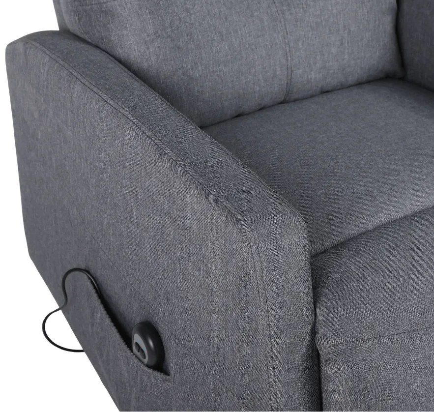 TV kreslo MODO PLUS s elektrickým polohovaním — látka, sivá, nosnosť 130 kg