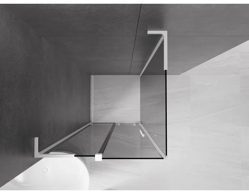 Mexen Velar L, sprchový kút s posuvnými dverami 100 x 100 cm, 8mm šedé sklo, biela matná, 871-100-100-43-20