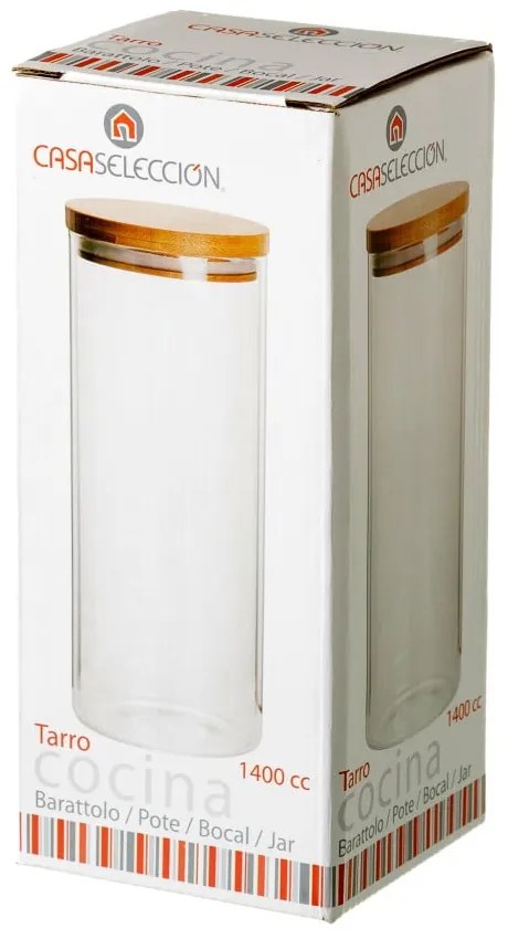 Sklenená dóza s bambusovým viečkom Casa Selección, 1,4 l