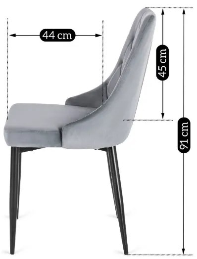 Stolička IMOLA velvet zamatová - sivá, čierne nohy