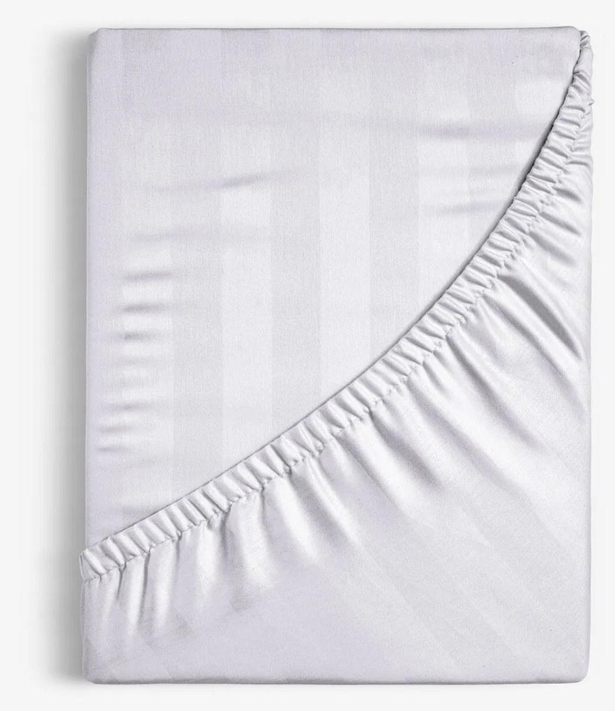 Goldea damašková napínacia plachta - svetlo sivé prúžky so saténovým leskom 180 x 200 cm