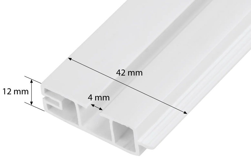 Dekodum PVC stropná lišta jednoduchá biela Dĺžka koľajnice (cm): 300, Typ prichytenia: Háčiky