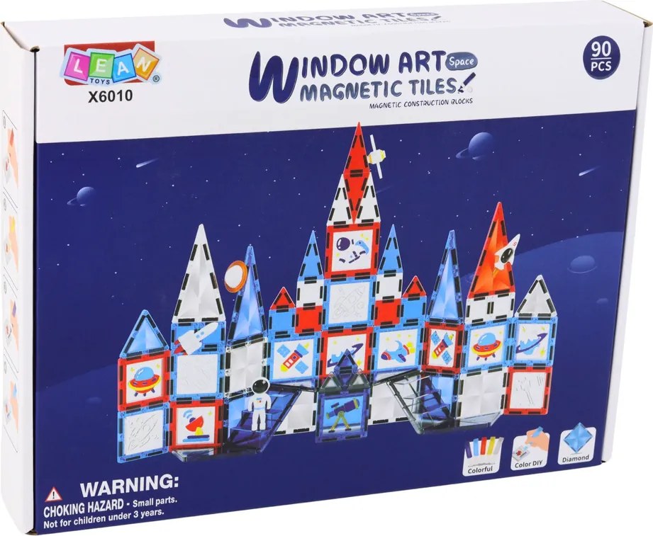 LEAN Toys Vesmírne okno Magnetické stavebné bloky 90 el.