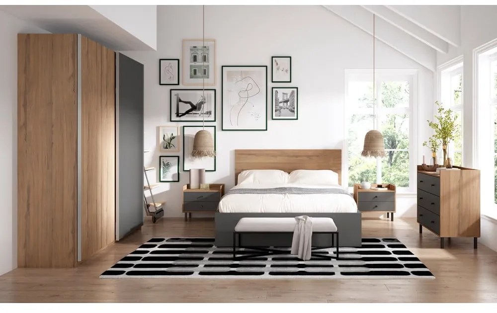 Čierna dvojlôžková posteľ s úložným priestorom a roštom 160x200 cm Malta - Marckeric