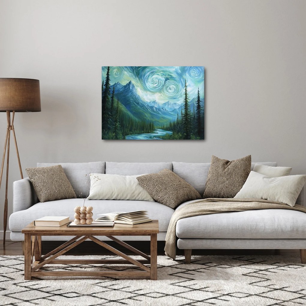 Obraz - Krajina s nádychom Van Gogha (70x50 cm)