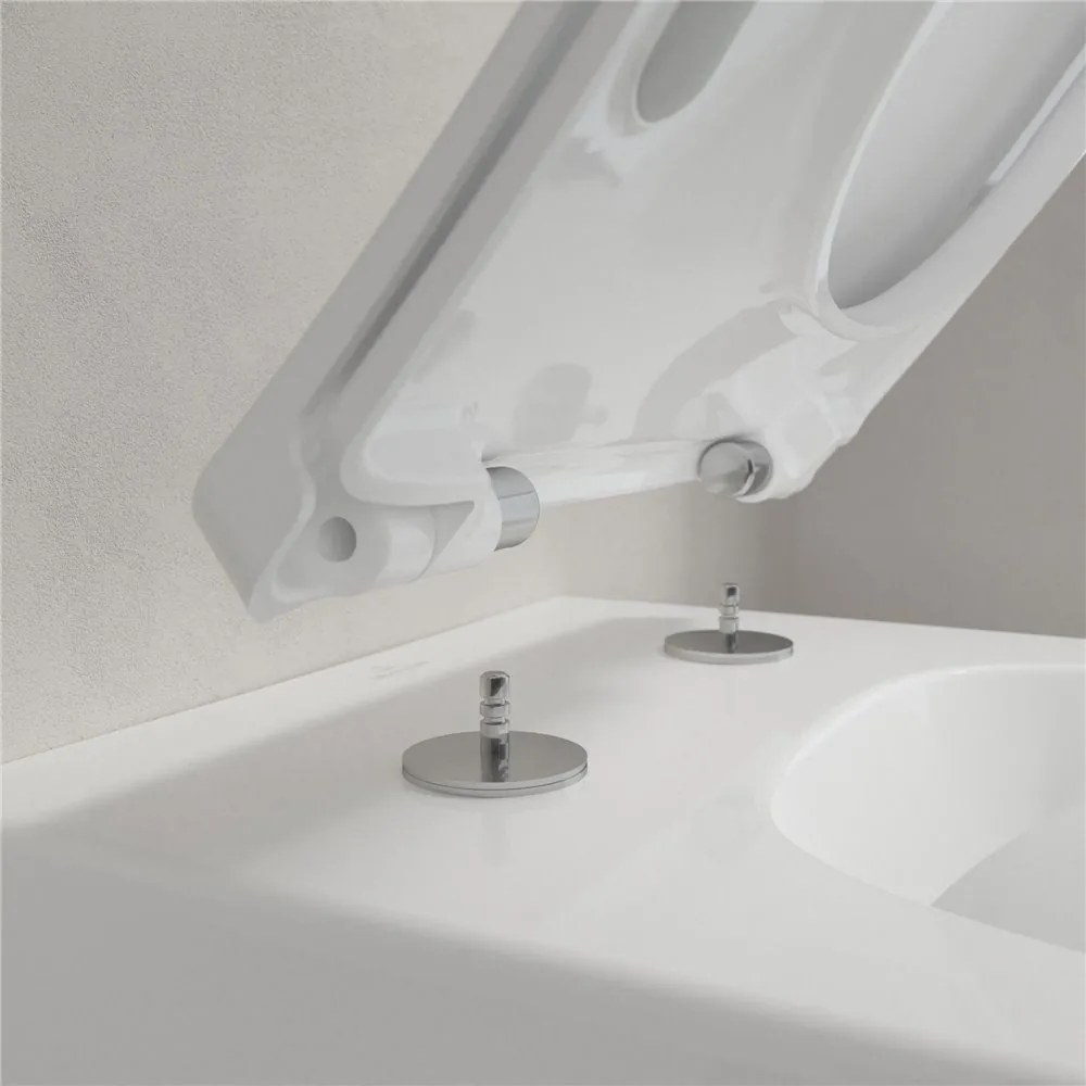 VILLEROY &amp; BOCH Venticello WC sedátko s poklopom SlimSeat Line, s funkciou QuickRelease a Softclosing, biela alpská, 9M80S101
