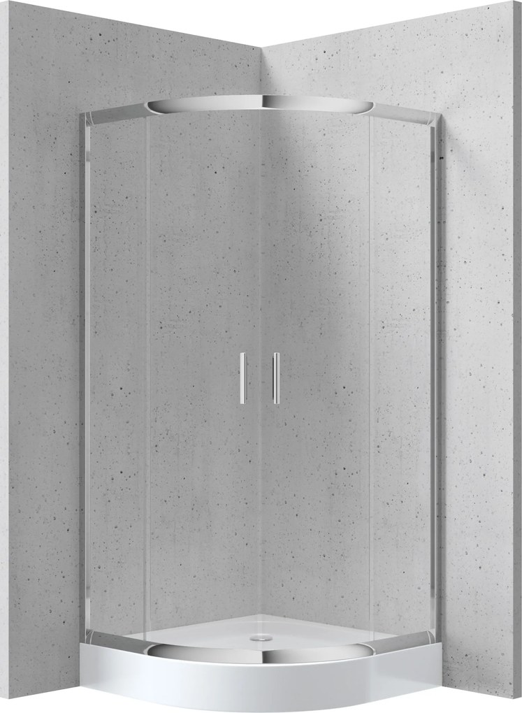 Deante Štvrťkruhový sprchový kút Funkia 90x90 cm KYPZ051K, chróm/transparent + sprchová vanička biela