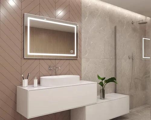 Zrkadlo do kúpeľne s osvetlením Modern LED 65x100 cm s vypínačom a podložkou proti zahmlievaniu