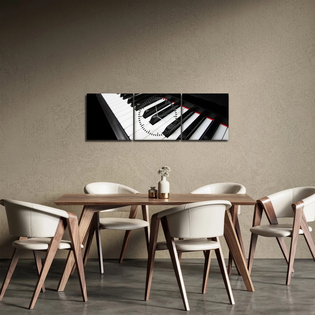 Obraz klávesov piána (s hodinami) (90x30 cm)