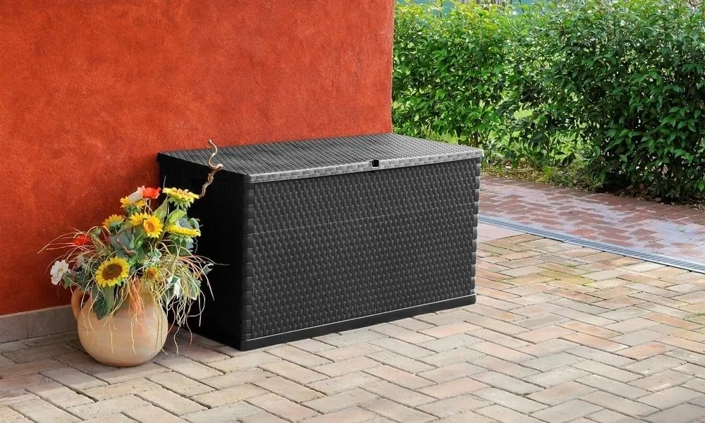 Záhradný plastový box RATTAN 420 L, grafitový