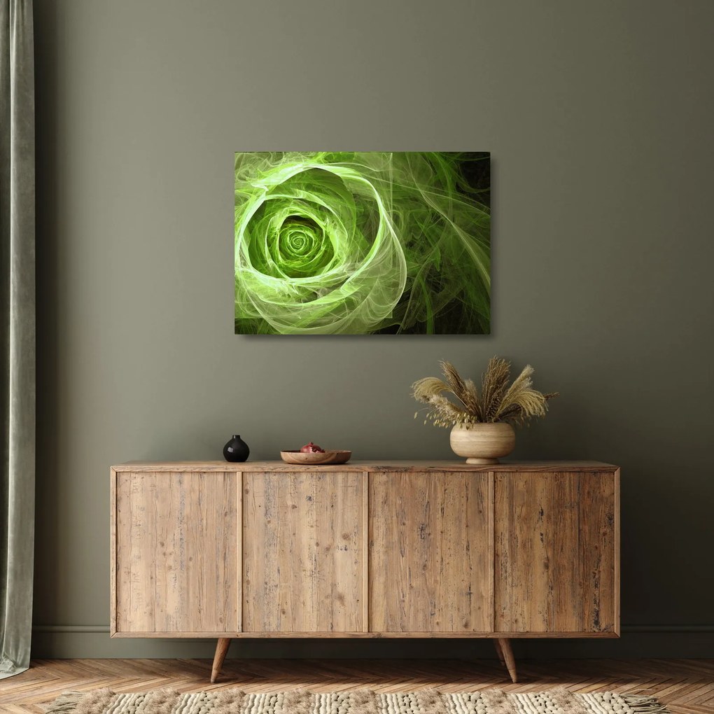 Sklenený obraz - Abstraktné ruže zelená (70x50 cm)