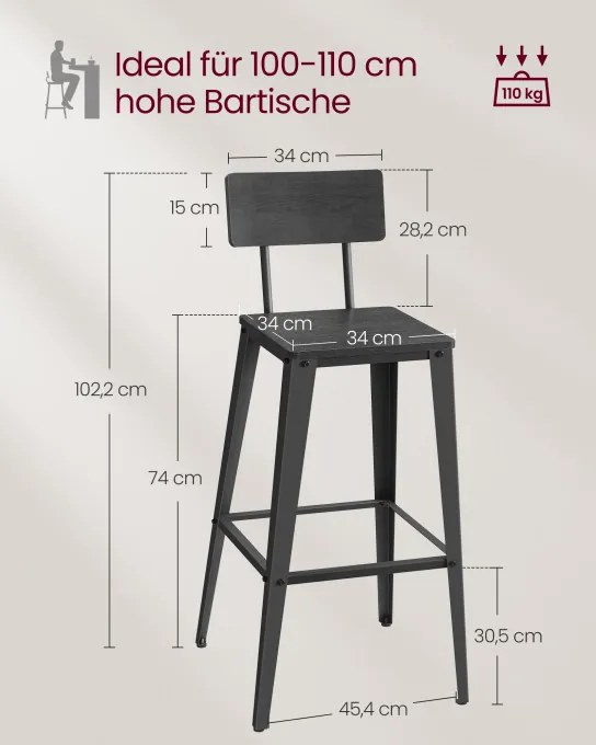 Set dvoch barových stoličiek LBC078B02 (2 ks)