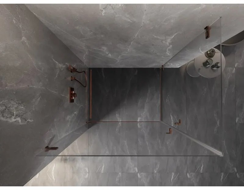 Mexen Lunar-B Duo výklopný sprchový kút 90 x 85 cm, číre sklo, ružové zlato, 832-090L-085P-60-00
