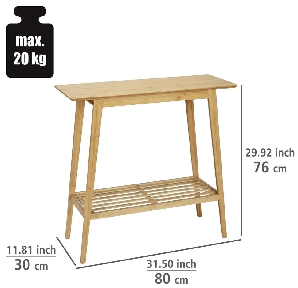 Bambusový konzolový stolík v prírodnej farbe 30x80 cm Kona - Wenko