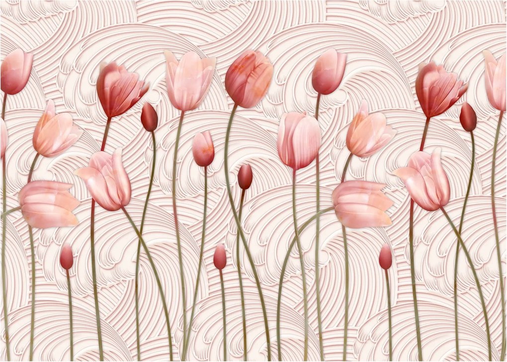 Sklenený obraz - Ružové tulipány (70x50 cm)