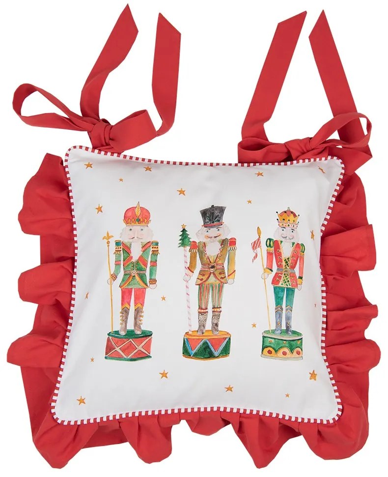 Bavlnený podsedák s volánikmi a luskáčikmi Happy Little Christmas - 40*40 cm