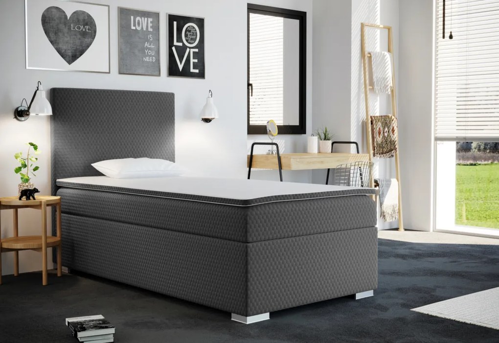 Čalúnená posteľ boxspring ICON + topper, 80x200, sawana pik honey 72, pravá