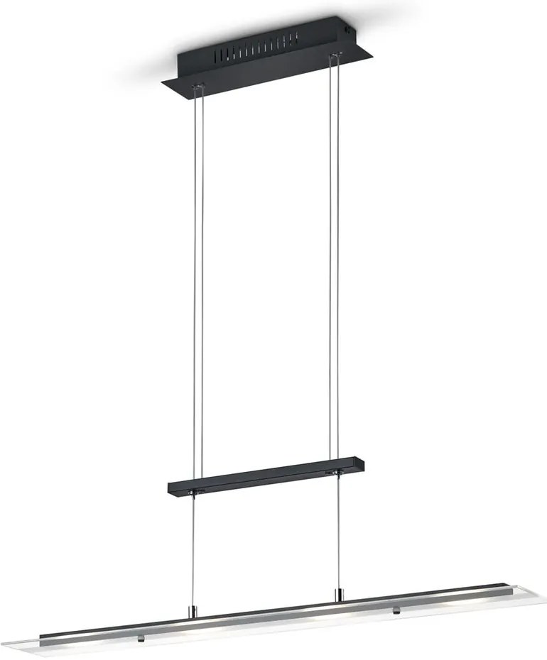 Čierne LED závesné svietidlo so skleneným tienidlom Milos – Trio