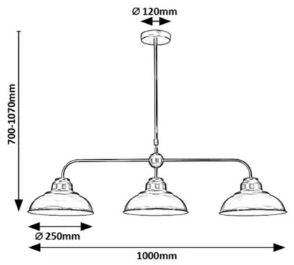 Rabalux 5309 - Luster na tyči DRAGAN 3xE27/60W/230V