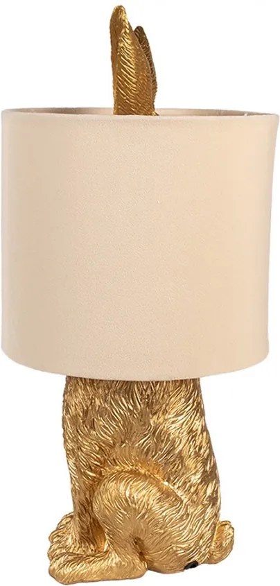 Zlatá stolná lampa králik s béžovým tienidlom Rabbi - Ø 20*43 cm